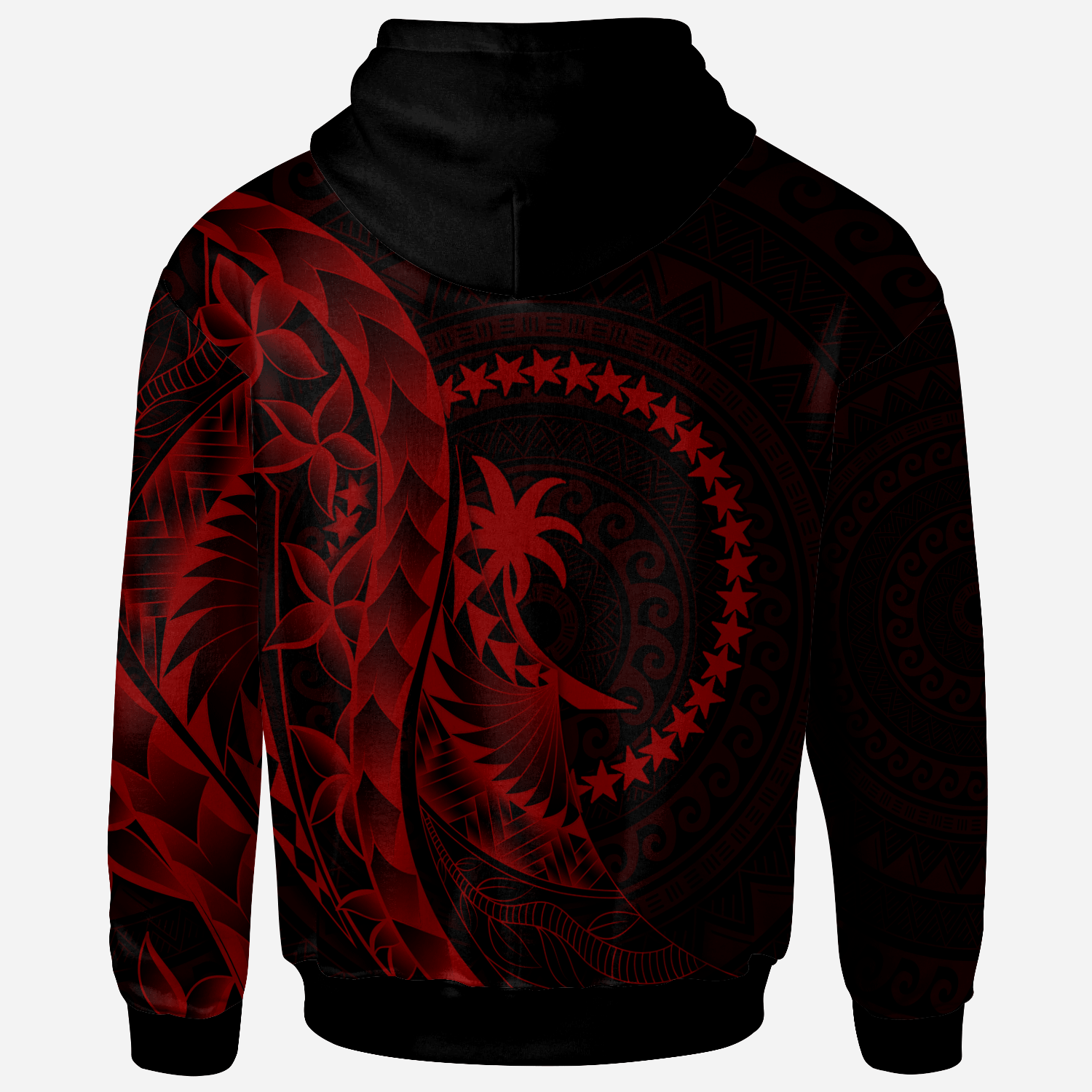 Chuuk Islands Zip Hoodie Polynesian Pattern Style Red Color