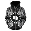 Cook Islands Polynesian All Over Zip Up Hoodie Map Black