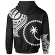 Chuuk State Zip Hoodie Chuuk State Tatau White Patterns With Coat Of Arms