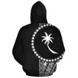 Personalised Chuuk Polynesian Custom Zip Up Hoodie Black Line