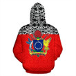 Cook Islands All Over Zip Up Hoodie Polynesian Red Version