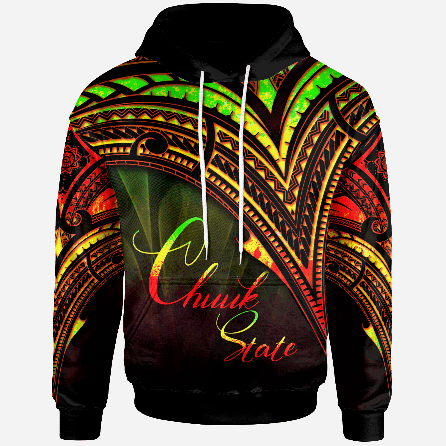 Chuuk State Hoodie Reggae Color Cross Style