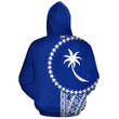 Personalised Chuuk Polynesian Custom Zip Up Hoodie Blue White Line
