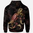 CNMI Polynesian Hoodie Turtle With Blooming Hibiscus Gold
