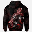 Chuuk Polynesian Zip Up Hoodie Turtle With Blooming Hibiscus Red