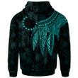 Cook Islands Personalised Hoodie Polynesian Wings (Turquoise)