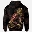 Chuuk Polynesian Zip Up Hoodie Turtle With Blooming Hibiscus Gold