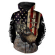 Elk Hunting American Flag Custom Name Full Printing Hoodie Personalized Hunting gift