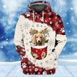 CREAM Long haired Dachshund In Snow Pocket Merry Christmas Unisex Hoodie