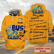 Custom Name 3D All About That Bus Zip Hoodie, School Bus Driver Hoodies Men Women