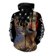 Deer Hunting US Flag Full Print Hoodie Custom Name Personalized Gift