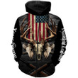 Hunting Legend American Flag Custom Name 3D All Over Print Hoodie - Personalized Hunting Gifts