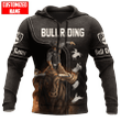 Personalized Black Rodeo On Hoodie, Sublimation Bull Riding On Hoodies For Men And Women