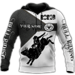 Personalized Black Rodeo On Hoodie, Sublimation Bull Riding On Hoodies For Men And Women