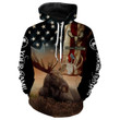 Moose hunting American Flag Custom name All over print shirts personalized hunting gifts Hoodie