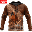 Personalized Brown Hoodie With Horse, Sublimation Racing Horse On Hoodie For Men And Women