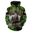 Personalized Moose Hunting Green Muddy Camo Custom Name 3D All Over Print Hoodie