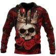 The King Skull And Roses 3D All Over Printed Unisex Hoodie Skull With Rose Hoodies