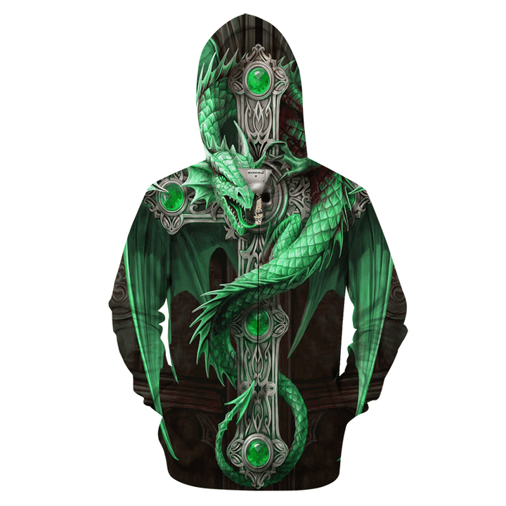 3D All Over Print Celtic Dragon Hoodie -Apparel