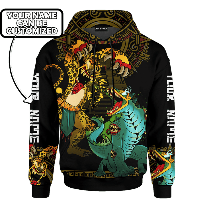 Jaguar Warrior Fights Cipactli Monster Aztec Customized 3D All Over print hoodie