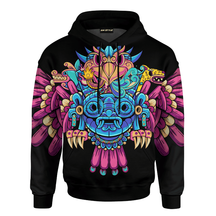 Aztec Eagle Guerrera Deities Mural Art Customized 3D All Over Printed hoodie