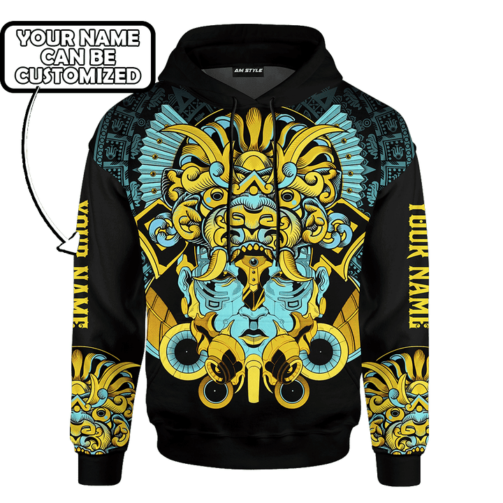 The Aztec Turquoise Warrior Maya Aztec Calendar Customized 3D All Over Printed hoodie