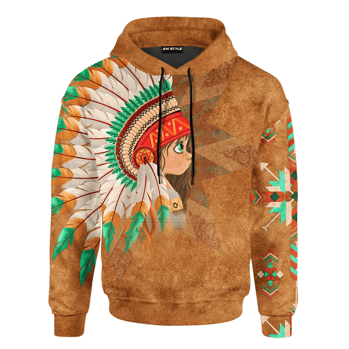 Native American Couple Indian Baby Girl Customized 3D All Over Printed hoodie