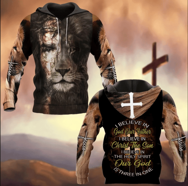 I Believe In God Our Father I Believe In Christ The Son I Believe In The Holy Spirit Our God Is Three In One All Over Printed Shirts TA - TrendZoneTee