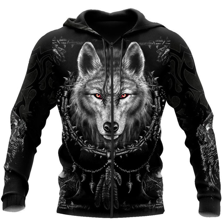 Black Wolf 3D Over Printed Hoodie for Men and Women-ML - TrendZoneTee