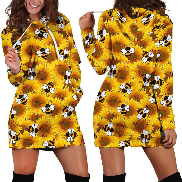 All Over Printing Bee Hoodie Dress - TrendZoneTee