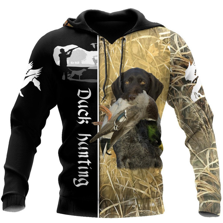 Duck Hunting Camo Over Printed Unisex Deluxe Hoodie ML - TrendZoneTee-Apparel