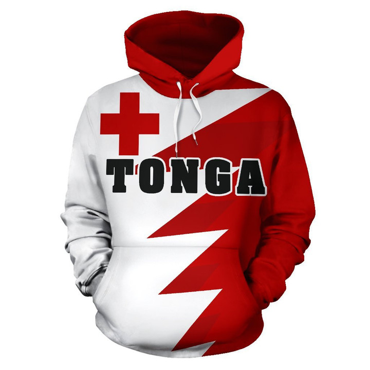 Tonga Flag All Over Print Hoodie - Tooth Style J9 - TrendZoneTee