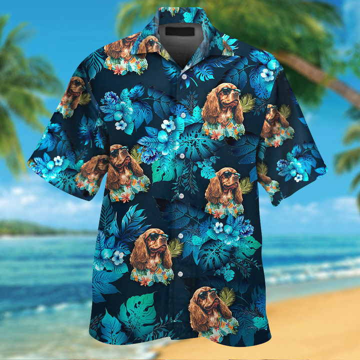 Cocker Spaniel Dog Wearing Sunglass Funny Hawaiian Shirt