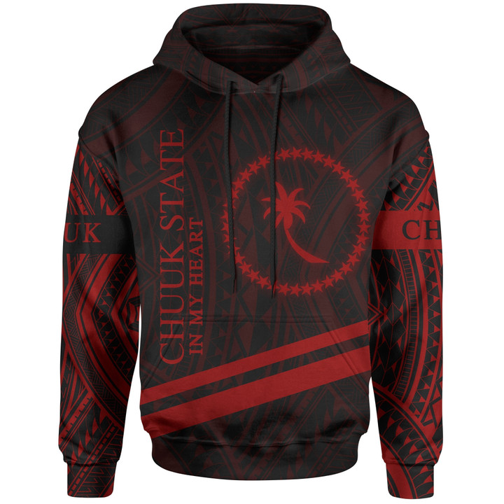 Chuuk State Hoodie In My Heart Style Red Polynesian Patterns