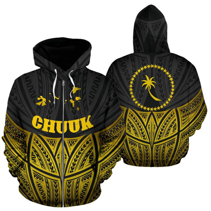 Chuuk Polynesian Zip Up Hoodie Gold Pride Map And Seal