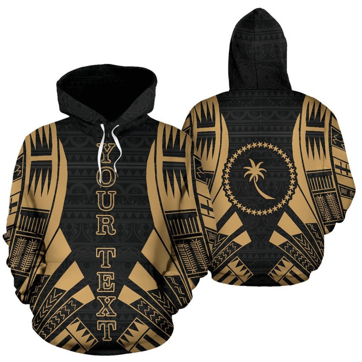 Chuuk States All Over Custom Personalised Hoodie Gold Tattoo Style