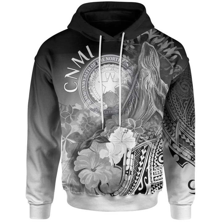 CNMI Hoodie Humpback Whale with Tropical Flowers (White)