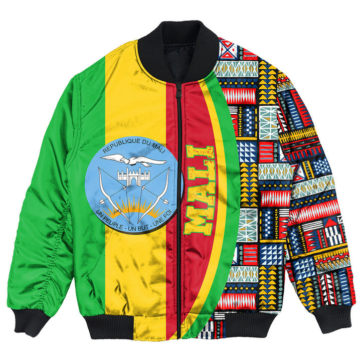 Hoodifize Clothing - Mali Flag and Kente Pattern Special Bomber Jacket A35