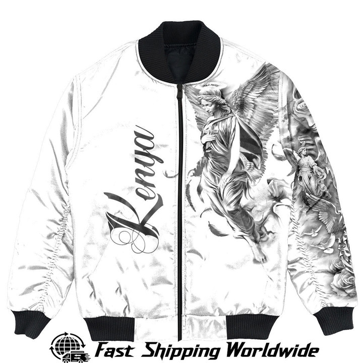 Kenya Bomber Jacket Angel of the Lord - Famous Body Tattoo Style (You can Personlized Custom) A7