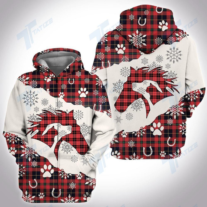 Horse and Dog Christmas Hoodie All Over Print Xmas hoodie Gift