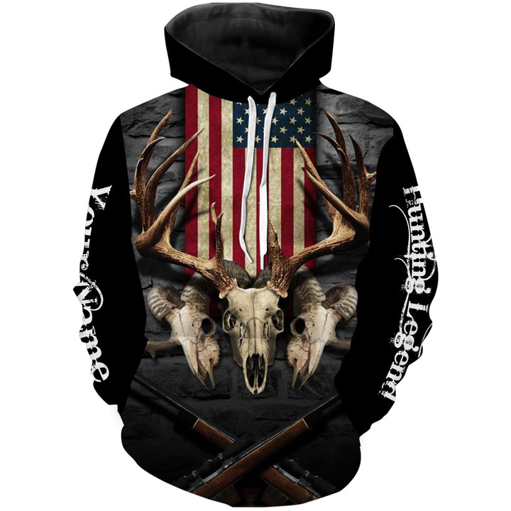Hunting Legend American Flag Custom Name 3D All Over Print Shirts - Personalized Hunting Gifts