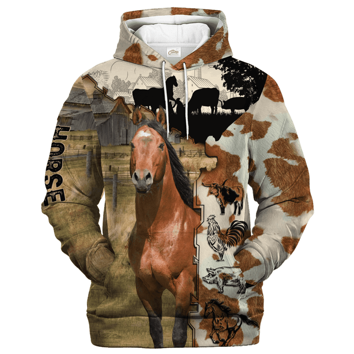 Horse Fur Pattern On The Farm Hoodie, Horse Hoodie, Gift For Horse Lover