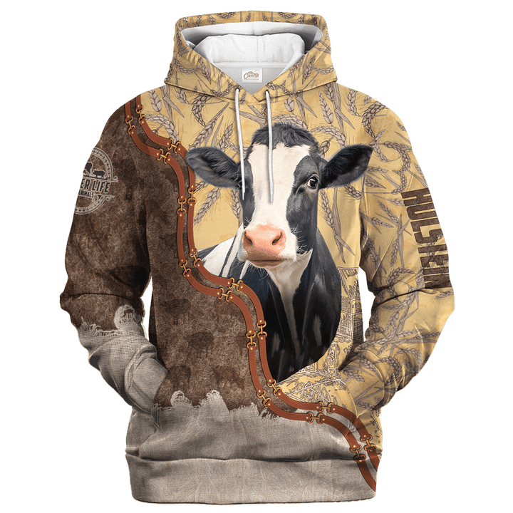 Holstein Lovers In Barley Pattern Hoodie
