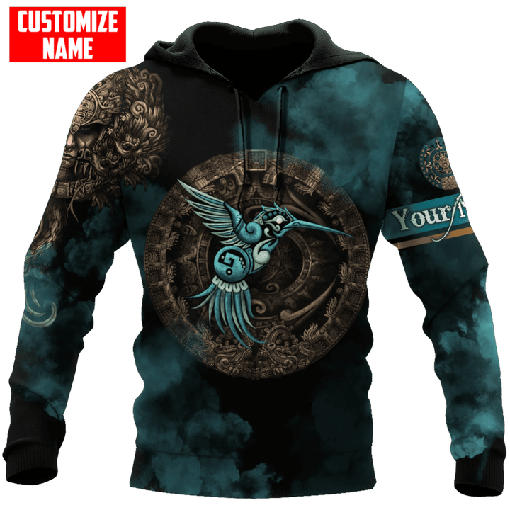 Personalized Mexico Aztec Blue Humingbird Unisex Hoodie, 3D Aztec Mexican Hoodie, Aztec Gift
