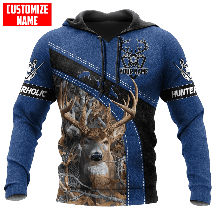 Personalized Hunting Blue Hoodie, Hunterholic Hoodie For Men And Women, Hunter Lover Gift