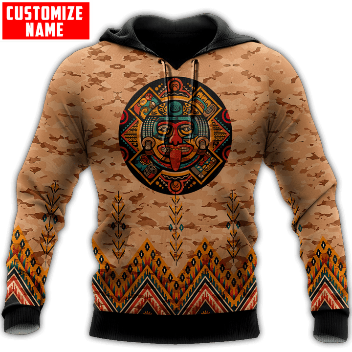 Customized Name Mexico Aztec Pattern All Over Printed Hoodie Version 1