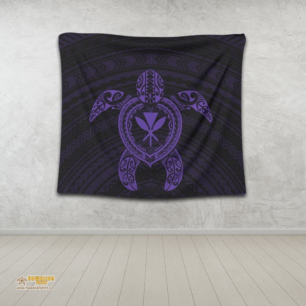 Hawaiian Turtle Kanaka Polynesian Tapestry Purple - Hawaii Tapestry - Hawaiian  Shirt