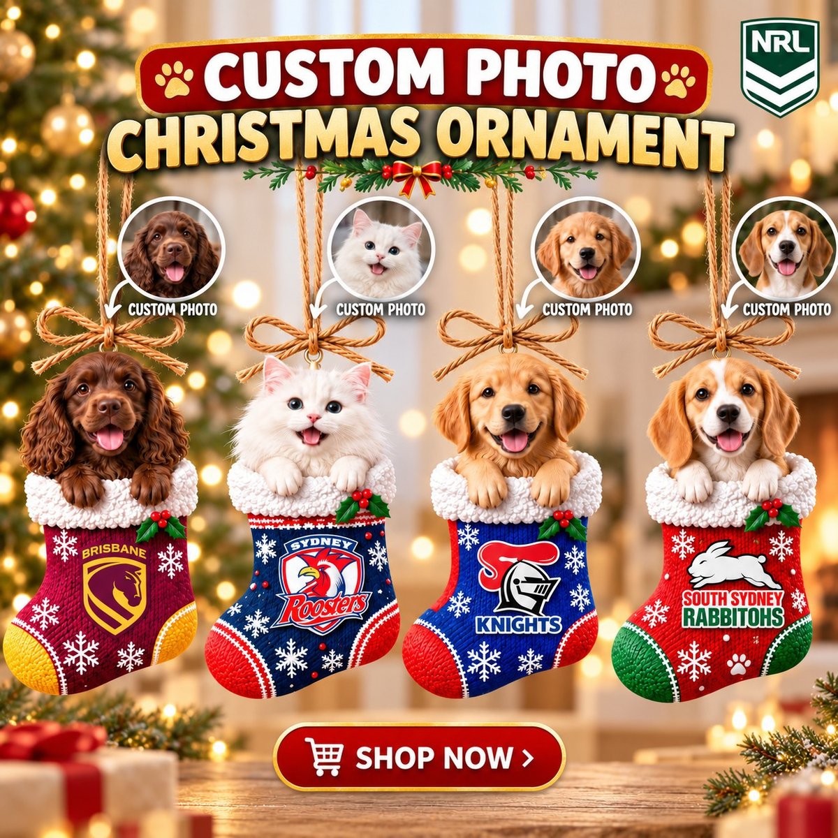 NRL Custom Pet Photo Ornament New Christmas Gifts