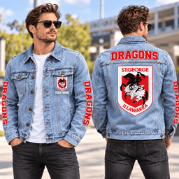 St George Illawarra Dragons NRL New Denim Jacket Personalized Any Name Gifts