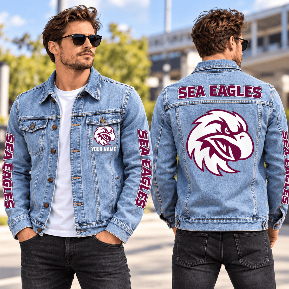 Manly Warringah Sea Eagles NRL New Denim Jacket Personalized Any Name Gifts
